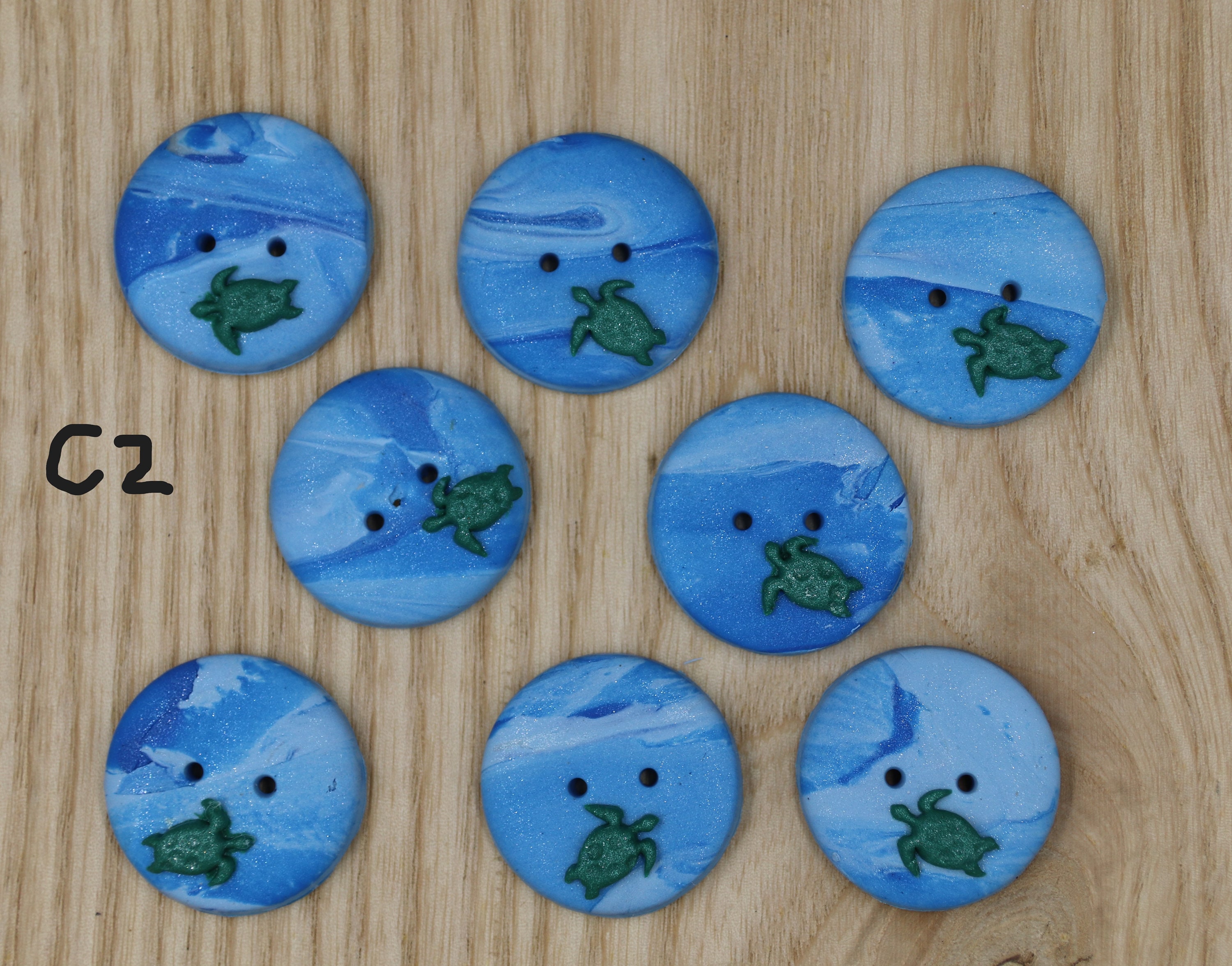 Turtle Shell Buttons Beach Buttons, Turtle and Starfish Buttons, Unique Handmade Polymer ...