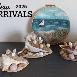 Unique Natural Shell Pin Cushion and Coordinating Pin Bouquet, Decorative shell sewing pins,