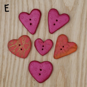 Handmade Polymer Clay Heart Buttons: Textured Embellishments