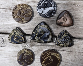Unique Handmade Horse &Equestrian Themed Polymer Clay Buttons