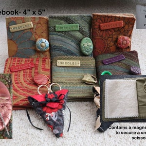 Handmade Needle Books With Magnetic Needle Minder & Scissor Holder Page Labels; Unique Needle Case from Recycled Materials, can personalised