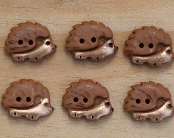 Hedgehog / Porcupine Polymer Clay buttons, woodland buttons, unique buttons