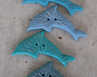 Dolphin Embellishment Buttons,unique handmade ocean theme buttons made of polymer clay