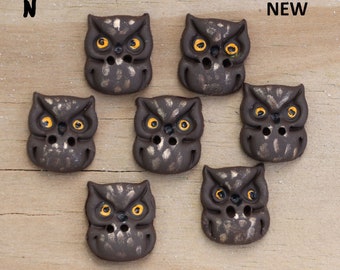 Unique Handcrafted Owl Buttons in Polymer Clay: Pastel, Barn Owl, Great-Horned Owl, Children's Buttons, Flowery Owl, Purse Buttons