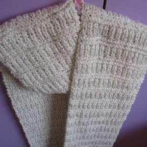 Hand knitted chunky cream sparkle ladies scarf