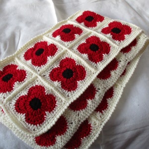 Hand crochet poppy scarf
