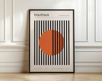 Bauhaus Exhibition Poster, Geometric Art Print, Mid-Century Modern Wall Art