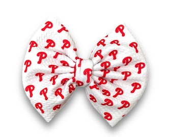 Philadelphia Hair Bows | Phillies Inspired Baseball Bows, Headwraps, Scrunchies, Headbands, Infant Bows
