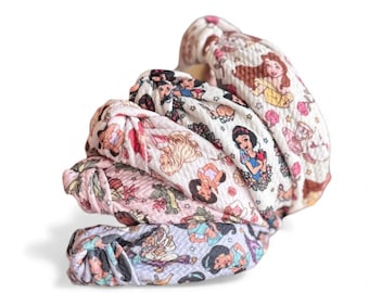 Princess Print Knotted Headband: Girls Suede-Lined Hair Accessory