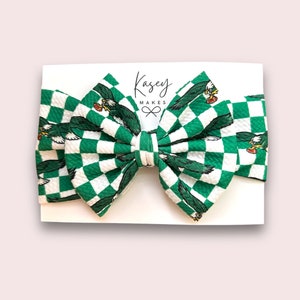 EAGLES CHECKER BOWS| Philadelphia Eagles Inspired  Print | Infant/Toddler/Girl&#39;s Hair Bows