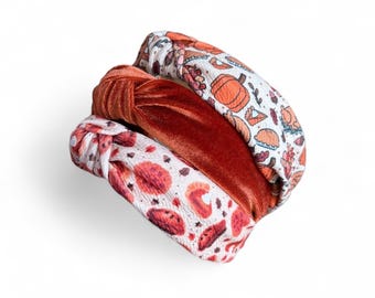 Pumpkin Pie or Thanksgiving Dinner HEADBAND | Knotted Thanksgiving Headband 2 Prints Available
