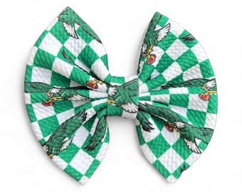 Checker Bird | Eagles Inspired Prints|  Philadelphia Football: HEADWRAPS, CLIPS, PIGGIES Various Sizes to Choose From