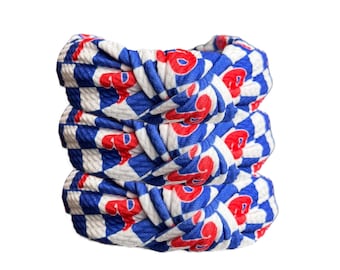 Philadelphia Phillies Inspired Hair Bows | ROYAL BLUE CHECKER Phillies Inspired Baseball Piggies Headwraps, Scrunchies, Headbands