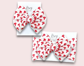 Philadelphia Phillies Hair Bows | Phillies Inspired Baseball Bows, Headwraps, Scrunchies, Headbands, Infant Bows