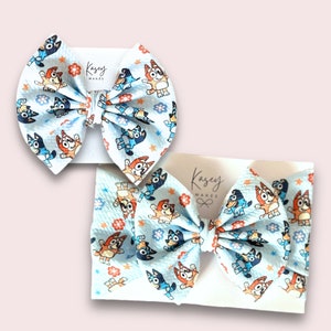 BLUEY Inspired Hair Bows | BLUEY and BINGO Inspired Girls Bows, Headwraps, Scrunchies, Headbands, Infant Bows| Sibling Matching| Mommy & Me