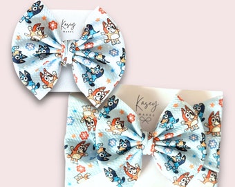 BLUEY Inspired Hair Bows | BLUEY and BINGO Inspired Girls Bows, Headwraps, Scrunchies, Headbands, Infant Bows| Sibling Matching| Mommy & Me