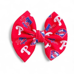 Philadelphia Phillies Inspired Hair Bows | Liberty Bell Print | Philly Baseball Headwraps, Clips & Pigtail Sets | Multiple Sizes Available