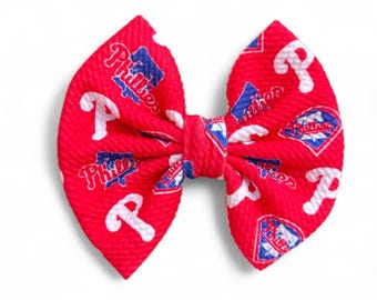 Philadelphia Phillies Inspired Hair Bows | Liberty Bell Print | Philly Baseball Headwraps, Clips & Pigtail Sets | Multiple Sizes Available