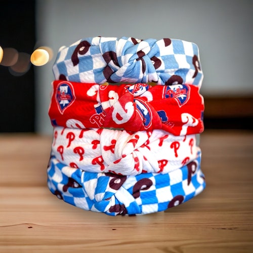 BASEBALL INSPIRÉ PHILLIES | Impressions inspirées des Phillies | Bandeaux noués pour adultes et enfants| Accessoires pour cheveux maman et moi