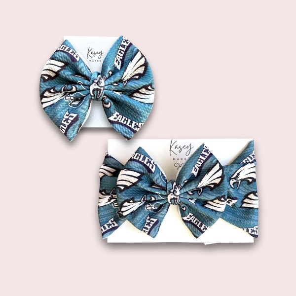 EAGLES MIDNIGHT GREEN Bows| Philadelphia Eagles Inspired Print | Infant/Toddler/Girl's Hair Bows