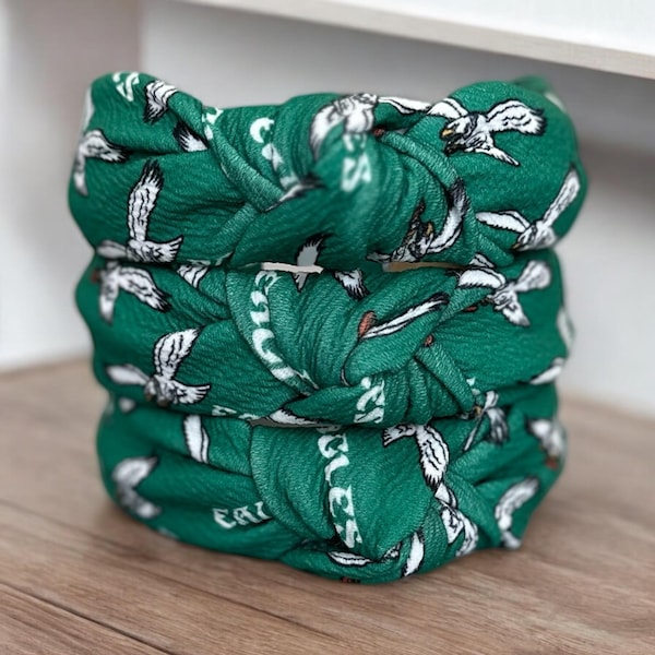 Kelly Green Go Birds Headband | Philadelphia Eagles Inspired Hair Accessory | Knotted Headband for Adults & Kids | Philly Game Day