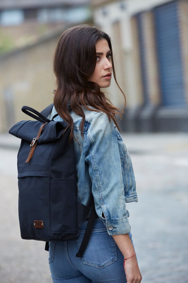 Roll Top Backpack / Canvas Backpack / Canvas Rucksack / Bike Etsy UK