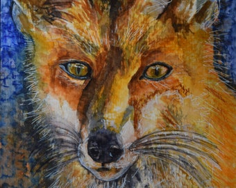 Fox Watercolor Print, titled, "See Me."/ Animal Print/ Fox Watercolor Print