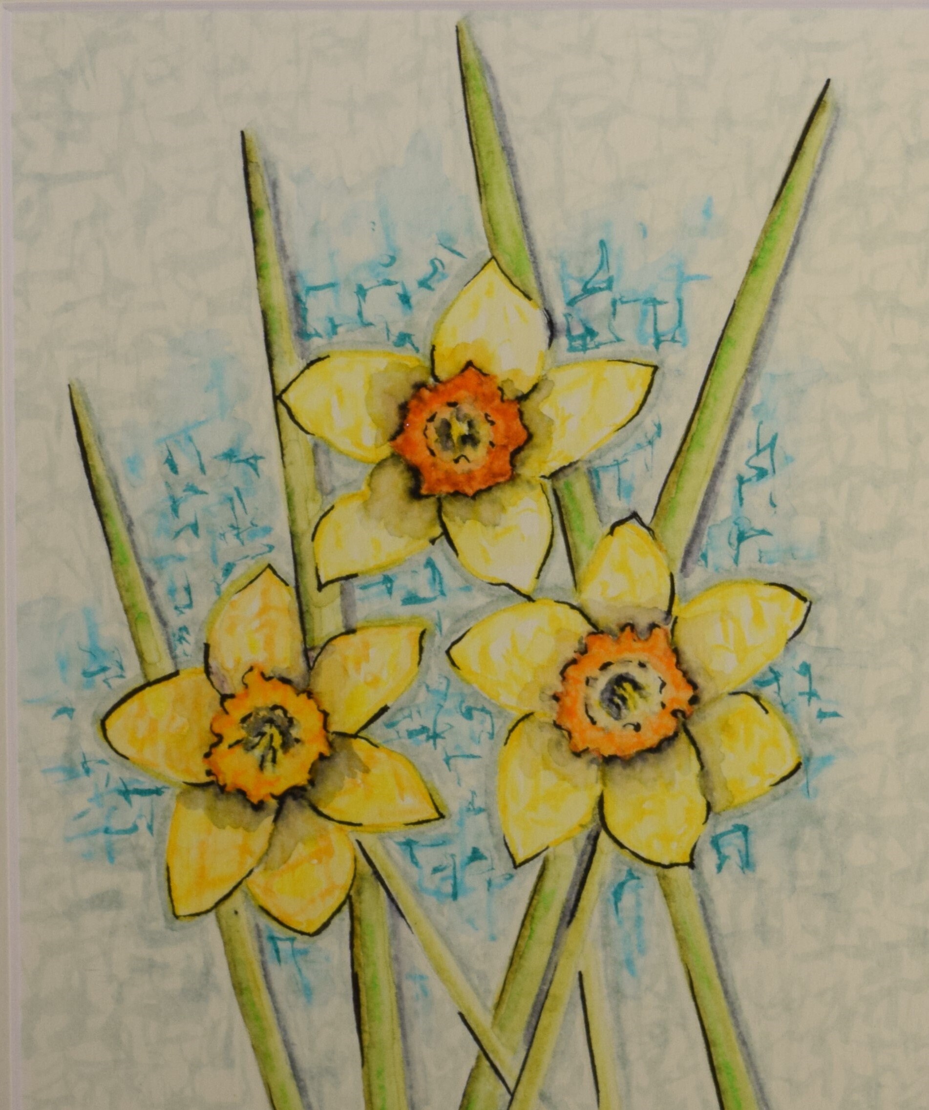 Yellow daffodil watercolor art print floral art print flower artwork, daffodil watercolour painting spring flowers wall art