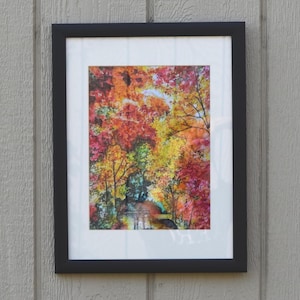 Framed Autumn Tree Giclee Print: Colorful Fall Landscape Wall Art