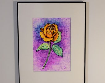 Yellow Rose Watercolor Painting- Framed Original/ (Prints Available)/ June Flower/ Rose Prints/ June Birthday/ Yellow Flower Art/ Gift