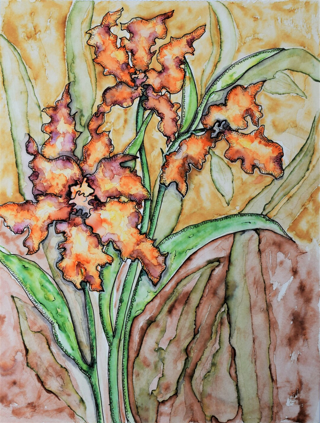 Iris Watercolor Print/ Iris Watercolor Giclee/ Floral Wall Art