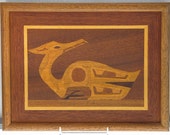Woodwork Marquetry Wood Native Design Native Wood Art Original Wood Art Native Alaskan Wood Carving Picture of Loon 10 Different Woods