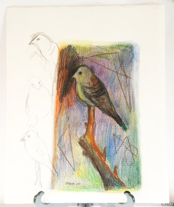 pix Drawing Oil Pastel Bird etsy