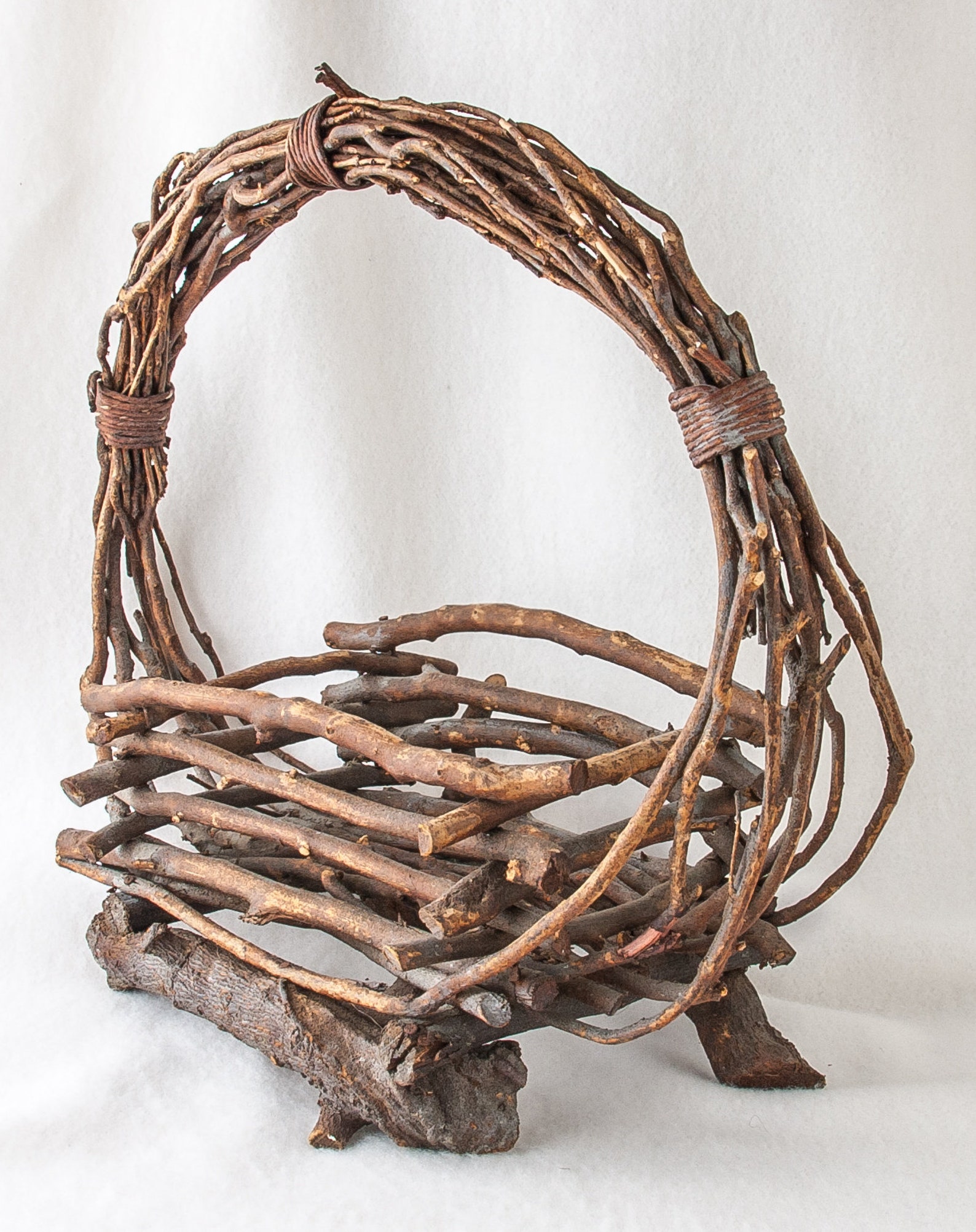 Hand Made Basket 11 X 13 Rustic Basket Bent Wood & Willow Etsy