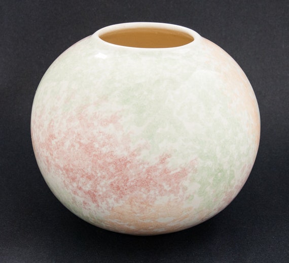 Ceramic Flower Vase Globe Round Clay Vintage Ceramics Mid C Etsy