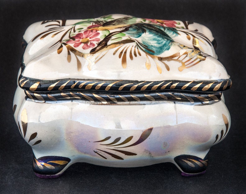 Jewelry Box Ceramic Vintage 4.5 x 3.5 Memory Trinket Etsy