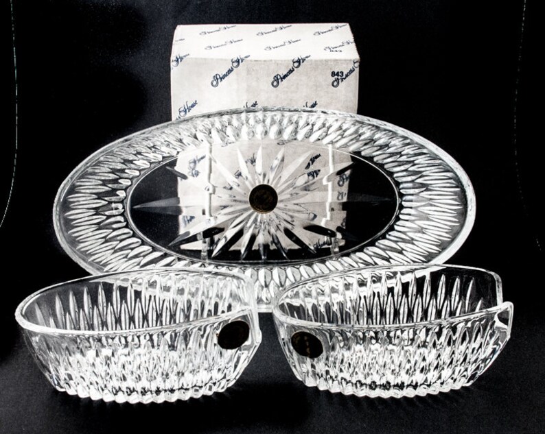 Crystal Relish Dishes Crystal Utensil Holders Princess House Etsy