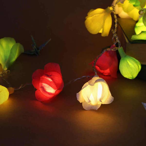 HANDMADE Roses String lights, Lights garland, Flower lights garland, Wedding lights, Fairy lights, Bedroom lights, Magnolia decor, Roses.