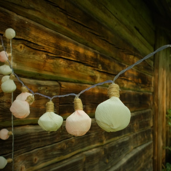 HANDMADE String lights, Lights garland, Flower lights garland, Wedding lights, Fairy lights, Bedroom lights, Magnolia decor, Roses.