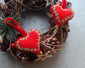 Felt Christmas ornament, Christmas decoration, embroidered decor, handmade holiday decoration,