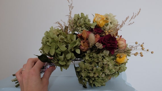 Dried Flower Bouquet Flower Bunch Rustic Wedding Bouquet Natural Flower Peonies Roses Magnolia Fleurs Séchées