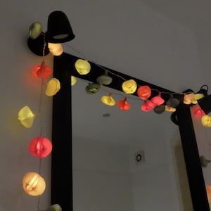 HANDGEMAAKTE papieren lichten, lichtslinger, bloemenslinger, bruiloftslichten, kerstverlichting, slaapkamerverlichting.