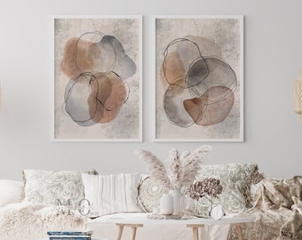 Abstract Painting Wall Art, Watercolor Modern Print Set of 2, Abstract Shape Poster, Watercolor Painting Poster