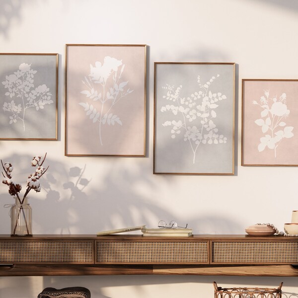 Pink Gray Wall Decor Etsy