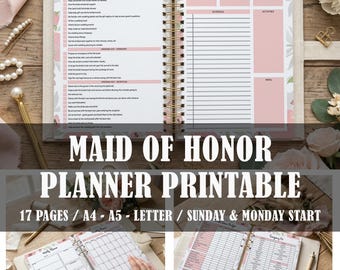 Maid of Honor Planner Printable: Bachelorette Party Planning (Downloadable PDF)