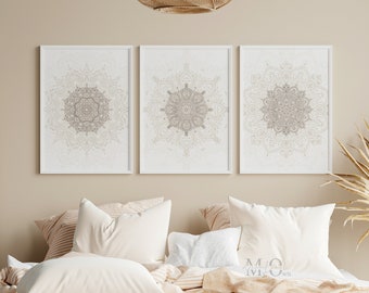 Boho Spiritual Wall Art Digital, Yoga Room Poster, Neutral Boho Printable Artwork, Yoga Mandala Wall Decor