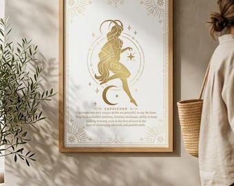Boho Capricorn Zodiac Print: Astrology Star Sign Wall Art (Digital Download)