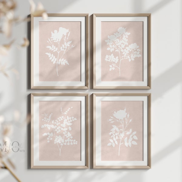 Pink Floral Prints, Pink Botanical Wall Art, Pastel Bedroom Decor, Pink Flower Printable Poster, Blush Wall Art Large