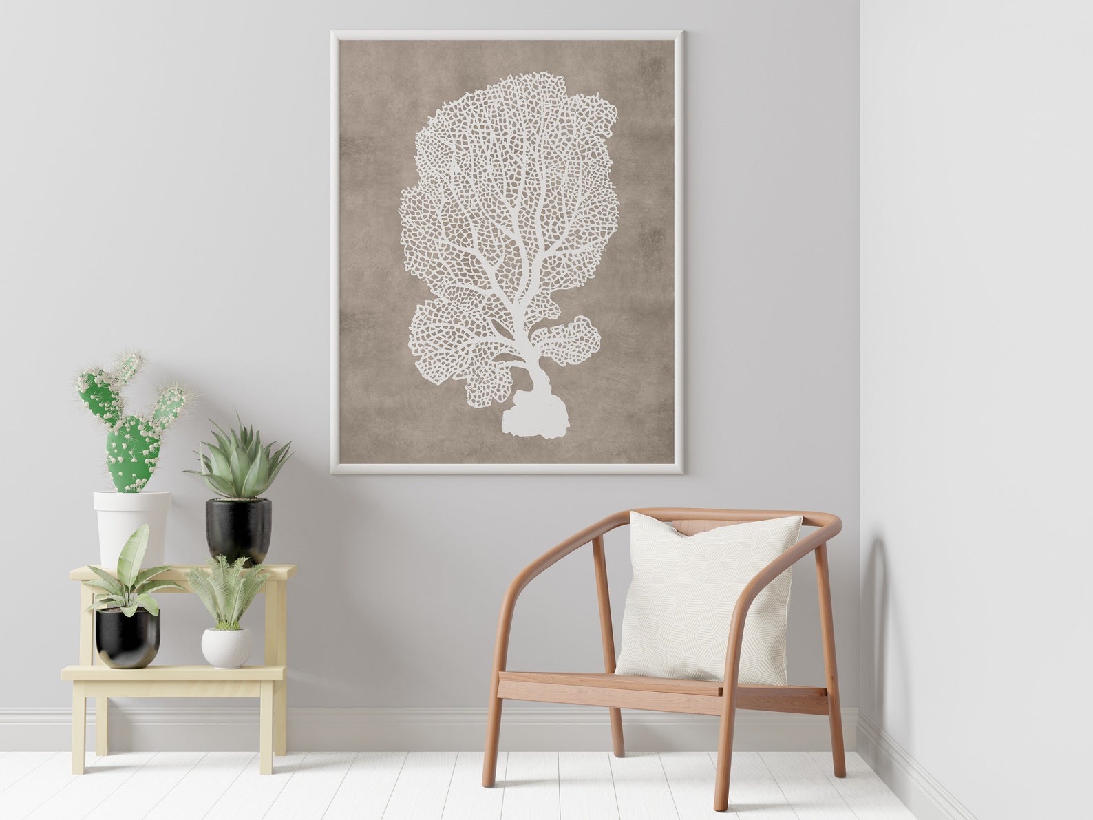 Sea Coral Prints Set of 4 Wall Art Beach Home Decor Taupe Etsy