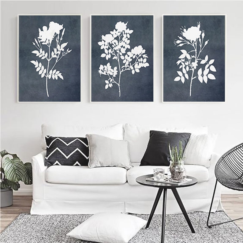 Gallery Wall Set Blue Wall Art Set of 3 Bathroom Wall Decor Etsy